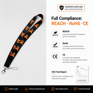 Customized <strong>Double</strong>-Sided Silk Screen Logo Polyester Work ID Lanyard Custom Thermal Transfer Hanging Neck Phone Card Office Gifts - Product Image 2