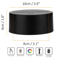 Support de lampe LED 7/16 couleurs, base de lampe 3D illusion, lampe LED acrylique anime, veilleuse avec câble USB et télécommande