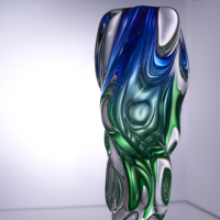Vase en cristal bleu vert frais, centre de table aquatique printanier pour la décoration de table de Pâques et d'été