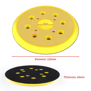 5 pouces 8 trous 4 vis tampon abrasif électrique support Velcro jaune tampon de ponçage de remplacement pour <span class=keywords><strong>ponceuse</strong></span> métal bois polissage - Product Image 3