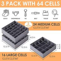 Organiseur de sous-vêtements 24Sock, séparateurs en tissu pliables, organiseurs de placard et boîtes de rangement pour ranger les chaussettes, les sous-vêtements, les cravates