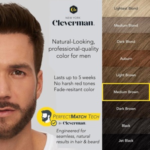 Cleverman <strong>Hair</strong> &amp; Beard <strong>Dye</strong> Kit for Men-All-in-One Reusable Cream Ammonia-Free Natural Gray Coverage Medium Brown - Product Image 5