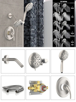 Système de douche à 3 voies avec double robinet 2 en 1 à 5 jets à haute pression et produits personnalisés Ensemble combiné douche à main et douche à effet pluie