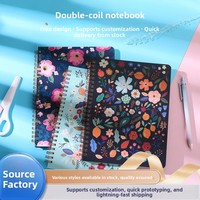 Carnet floral mignon pour filles avec logo estampé à chaud or rose, format A5, reliure spirale double, journal d'étudiant, papeterie
