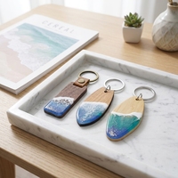 Porte-clés en bois et résine époxy fait main, design naturel unique, cadeau pour anniversaire, Noël, événement promotionnel d'entreprise