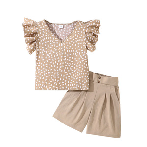 Veste Hip Hop à Manches Courtes et Col en V pour Filles, Short en Polyester à Motif Solide, Fête d'Anniversaire pour Enfants de <span class=keywords><strong>8</strong></span> à 12 <span class=keywords><strong>Ans</strong></span>, Nouveauté 2025, Été - Product Image 1