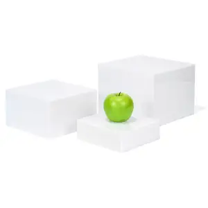 Trắng Acrylic Cube hiển thị risers với đáy rỗng bóng Acrylic hiển thị thực phẩm đứng cho đám cưới 5 bên Acrylic Hộp thực phẩm đứng