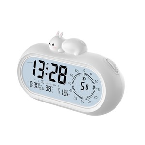 Réveil ovale en plastique avec affichage LCD, fonction snooze, minuterie visuelle rétroéclairée, chargement par batterie, pour la gestion du temps - Product Image 5