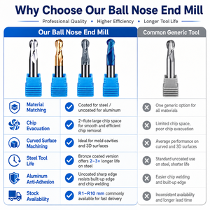 Fraise de routeur CNC Too Ball Nose Carbide End Mill <span class=keywords><strong>2f</strong></span> R0.5 6mm 8mm 10mm - Product Image 5