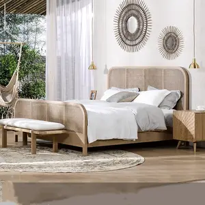 Simples e moderno de madeira clássico carvalho cama de hotel hotel móveis de vime oversize