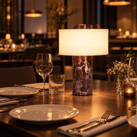 Lampe de table en marbre sans fil rechargeable, abat-jour en lin, lumière d'ambiance nocturne pour la maison, le bureau, la chambre à coucher, la décoration d'hôtel