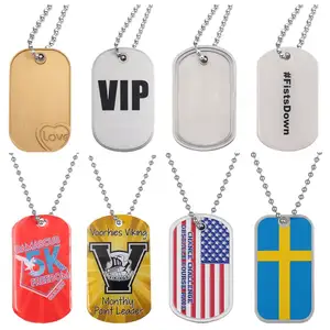 Decorative Design Bronze Grey Funny Printed Blank Sport Silicone Sublimation Double Sided Necklace Shape Bling Custom Dog Tag