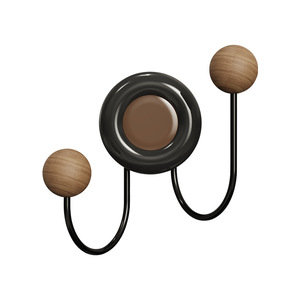 Double Wooden Ball Suction Hooks Black Creamy Yellow Double Hook Strong Adhesion For Bathroom Kitchen Door Entryway - Product Image 5