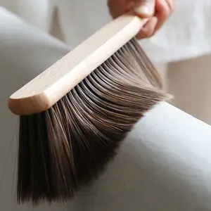 Wooden Handle Brush Hand Broom Household Cleaning Brush Soft Bristles Dusting Brush For Bed Sofa Furniture Clothes Car