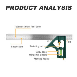 Règle carrée combinée en acier inoxydable à prix d'usine, très vendue, mini niveau pour la mesure métrique - Product Image 4