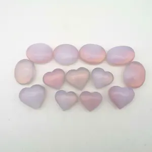 Yüksek kaliteli doğal kristaller el oymalı pembe Opal Palm taş ve kalp oyma manevi şifa dekorasyon hediye