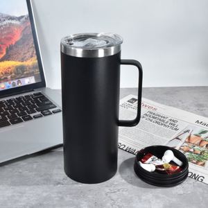 Custom Restaurant Wholesale Stainless Steel <b>Large</b> Capacity Office Thermos Water Coffee Tumbler <b>Cup</b> Mug With Small Storage Bottom - Product Image 2