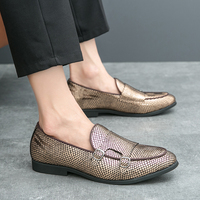 Mocassins en Cuir PU pour Homme à Double Boucle Monk, Chaussures de Mariage Plates à Bout Pointu et Fermeture Facile, Respirantes et Confortables pour Toutes Saisons