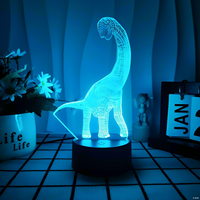 Lampe LED 3D à 7/16 couleurs changeantes Design moderne Dinosaur Night Télécommande tactile pour les cadeaux d'anniversaire des garçons pour un usage résidentiel