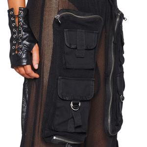 Pantalon cargo en maille filet pour femme, de haute qualité, avec poches à rabat et taille élastique, coupe ample - Product Image 5