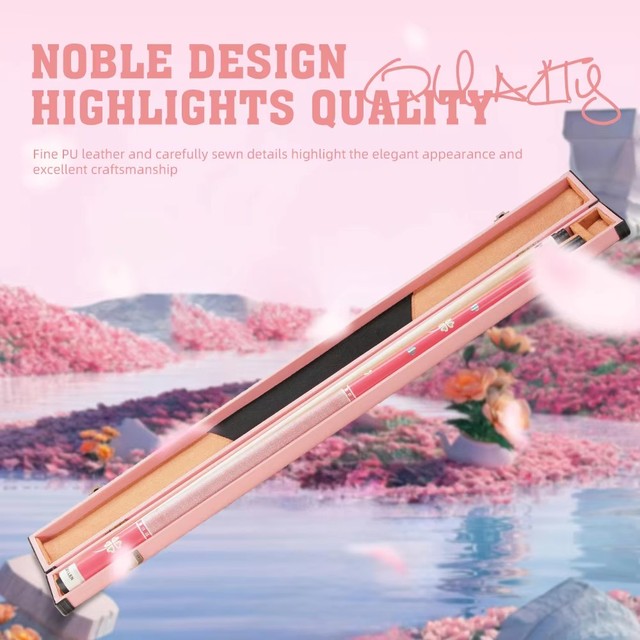 KONLLEN Wood Pink Pool Cue Case 2-Hole 1 Butt 1 Shaft Protective Custom Logo Billiard Stick Case 90*9*7