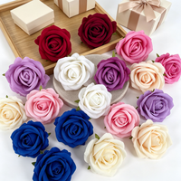Tête de rose artificielle en velours, toucher réel, 7 cm, rose rouge, résistante à la décoloration, pour la décoration de la maison, des mariages et des boîtes cadeaux
