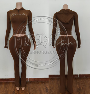 Set di Abbigliamento Invernale per Donne Alte, <span class=keywords><strong>Giacca</strong></span> con Colletto Alto <span class=keywords><strong>e</strong></span> Pantaloni, Logo Personalizzato, Completo 2 Pezzi - Product Image 3