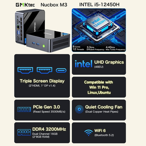 Máy tính để bàn mini GMKtec M3 Intel Core I5 12450H 8 nhân 12 luồng, tốc độ tối đa 4.40GHz, Mini <span class=keywords><strong>PC</strong></span> 16GB DDR4 512GB SSD, vỏ máy trần - Product Image 5