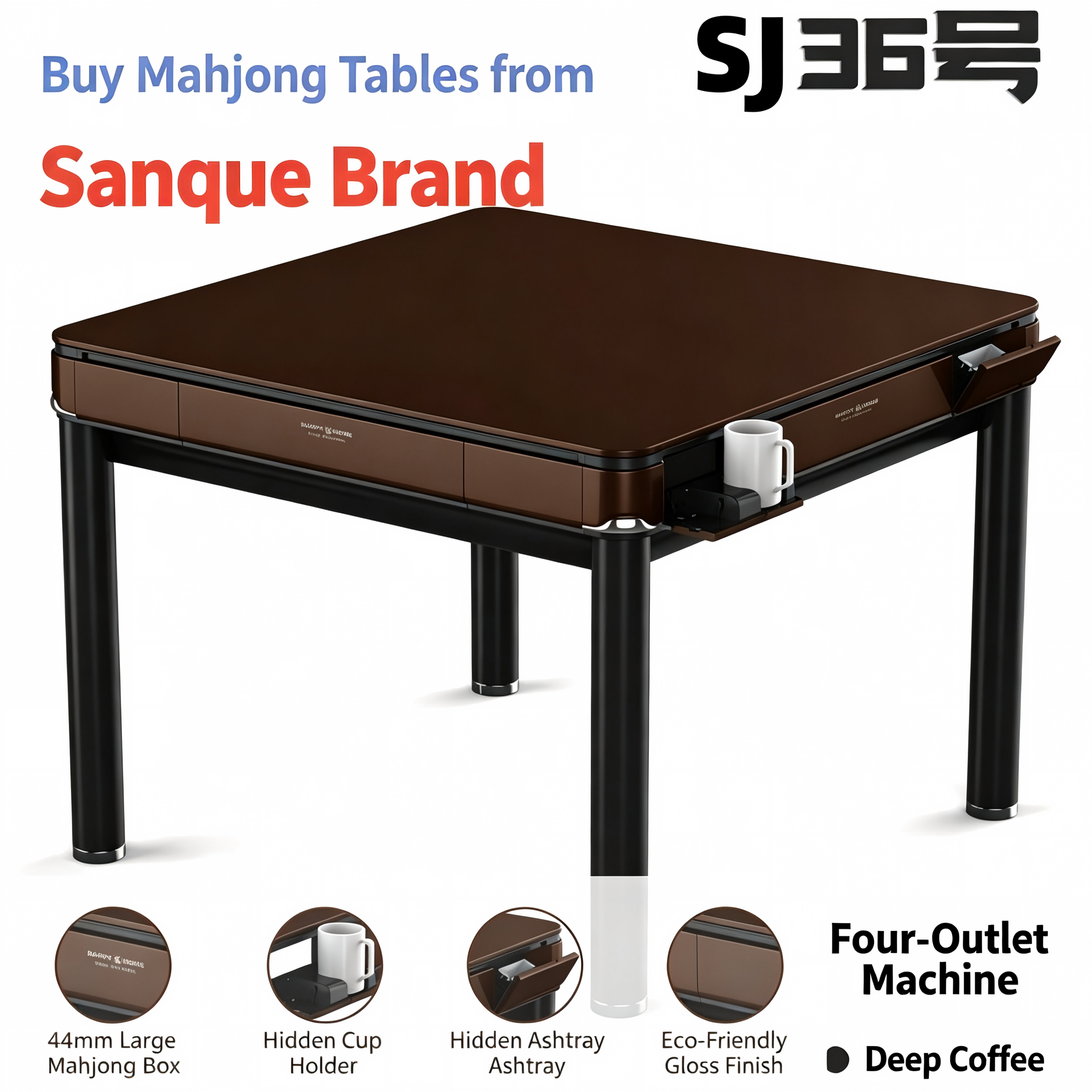 Dining Table Model SJ36 - Coffee Color (Four-Seat)