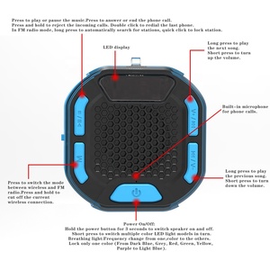 F023 tùy chỉnh OEM không thấm nước IPX7 Loa <span class=keywords><strong>Bluetooth</strong></span> không dây với màn hình LCD và đầy màu sắc đèn LED - Product Image 5