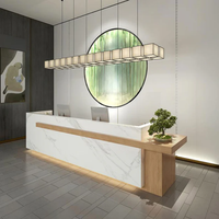 USA CA UK AU GER Stock local Vente en gros Lumière LED en bois Salon de beauté Bureau de réception blanc moderne Comptoir de salon pour spa