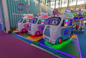 CE gelato divertente per bambini giostre 4 posti per famiglia Swing Bus di intrattenimento videogioco per interni a gettoni gioco per bambini - Product Image 6