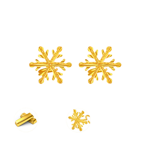 Pendientes de Copo de Nieve Dorados, Plata de Ley 999, 5G, Anillos Curvos Nutritivos, Ganchos para Transmisión en Vivo, Bolsa Sorpresa de la Suerte - Product Image 1