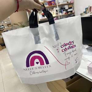 Sac de shopping en plastique recyclable avec logo personnalisé, emballage boutique, sac à poignée, sac cadeau cosmétique avec poignée - Product Image 3
