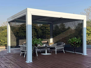 Pergola moderne en acier blanc écologique avec écran rétractable automatique imperméable et matériau PE pour gazebo de jardin - Product Image 2
