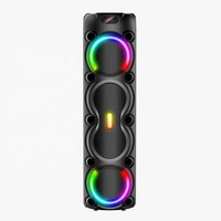 Máquina de Karaoke Vertical con Anillo RGB de 20W, Cuatro Altavoces de 8 Pulgadas, Bajos Potentes, Función TWS, Micrófono Inalámbrico Bluetooth, para Fiestas en Casa y KTV