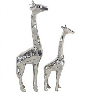 Escultura de Jirafa de Aluminio, Brillante y Pulida, Estilo Art Deco, Hecha a Mano, Decoración de Mesa, Artesanía para Navidad, Multipieza - Product Image 1