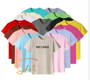 Sifot venta al por mayor logotipo personalizado de los hombres de color liso peso pesado camiseta de gran tamaño 230 GSM bordado recortado cuello redondo - Product Image 4