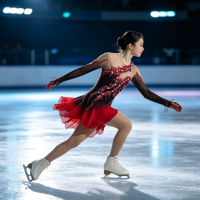 Robe de patinage artistique à dégradé noir et rouge, manches longues, dos profond en maille, strass, costume de compétition personnalisé pour enfants, adolescents et adultes