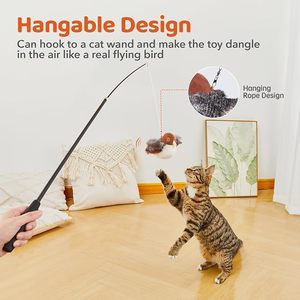 Jouet à mâcher pour chat en plumes douces, en forme d'oiseau, jouet interactif pour animaux de compagnie pour jouer en intérieur - Product Image 6