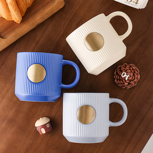 <b>Ceramic</b> Mug Gold Plated Retro Style Coffee <b>Cup</b> For Couples Gift Present - Product Image 1