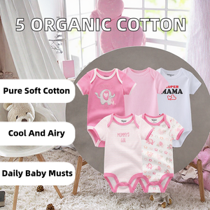 Paquete de 5 Bodys de Algodón 100% para Bebés Niños, Manga Corta, Cierre de Botones, Verano, Marca Kiddiezoom, Calidad Garantizada, Venta al Por Mayor - Product Image 2