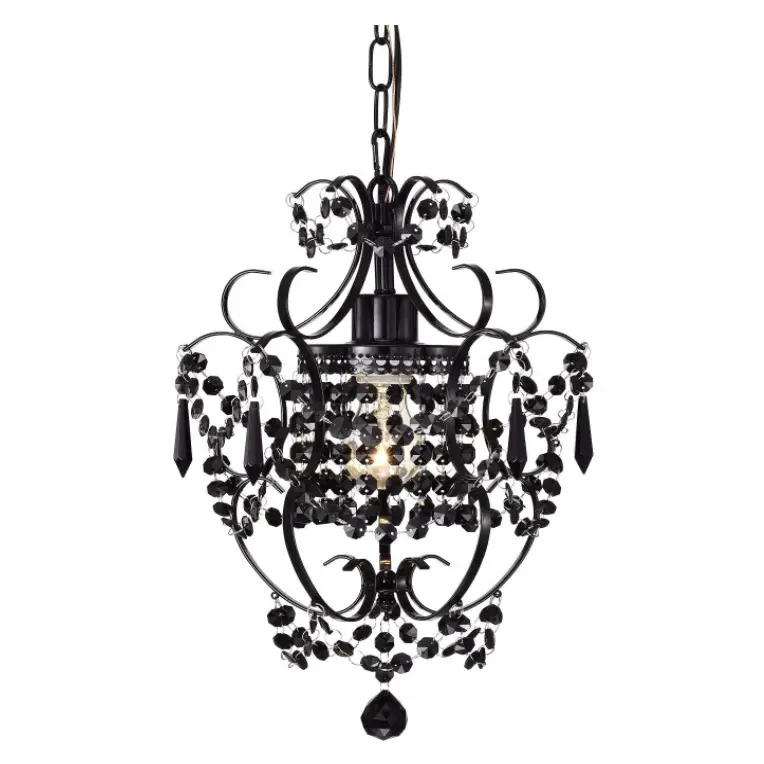 Cor preta lustre pequeno pingente vela candelabro para sala de estar