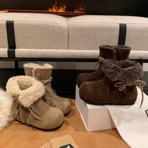 Stivali da neve in vera lana di vera pelle con nuovo Design 2026 scarpe invernali alla caviglia e punta in pile foderate - Product Image 2