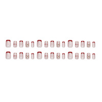 Ongles artificiels courts, carrés, rouges, en acrylique, à presser, vente en gros, pour la maison, pièces