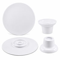 Ensemble de Présentoirs à Gâteaux en Mélamine Effet Céramique – Collection de Plats Ronds pour Service et Présentation de Desserts
