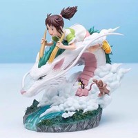 Adorable figurine de dragon blanc apaisant inspirée de Spirited Away, kit de scène de table complète avec base, jouet, statue, marchandise d'anime