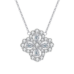 Moissanite S925 in argento Sterling di fascia alta Versatile collana pendente quadrifoglio stile foresta gioielli Non sbiaditi all'ingrosso - Product Image 1