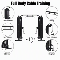 Máquina de Entrenamiento Funcional con Cables Cruzados, Polea Doble Ajustable, Gimnasio en Casa, Entrenamiento de Cuerpo Completo, Barra de Dominadas, Sistema de Fitness y Fuerza