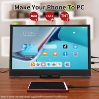 Moniteur portable tactile AHXJKA 11,6 pouces 1366x768 HD 60Hz avec double haut-parleur et étui en cuir, compatible avec téléphone, PC et console de jeu
